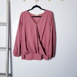 CLOVER + SCOUT PINK LONG SLEEVE BLOUSE SIZE LARGE